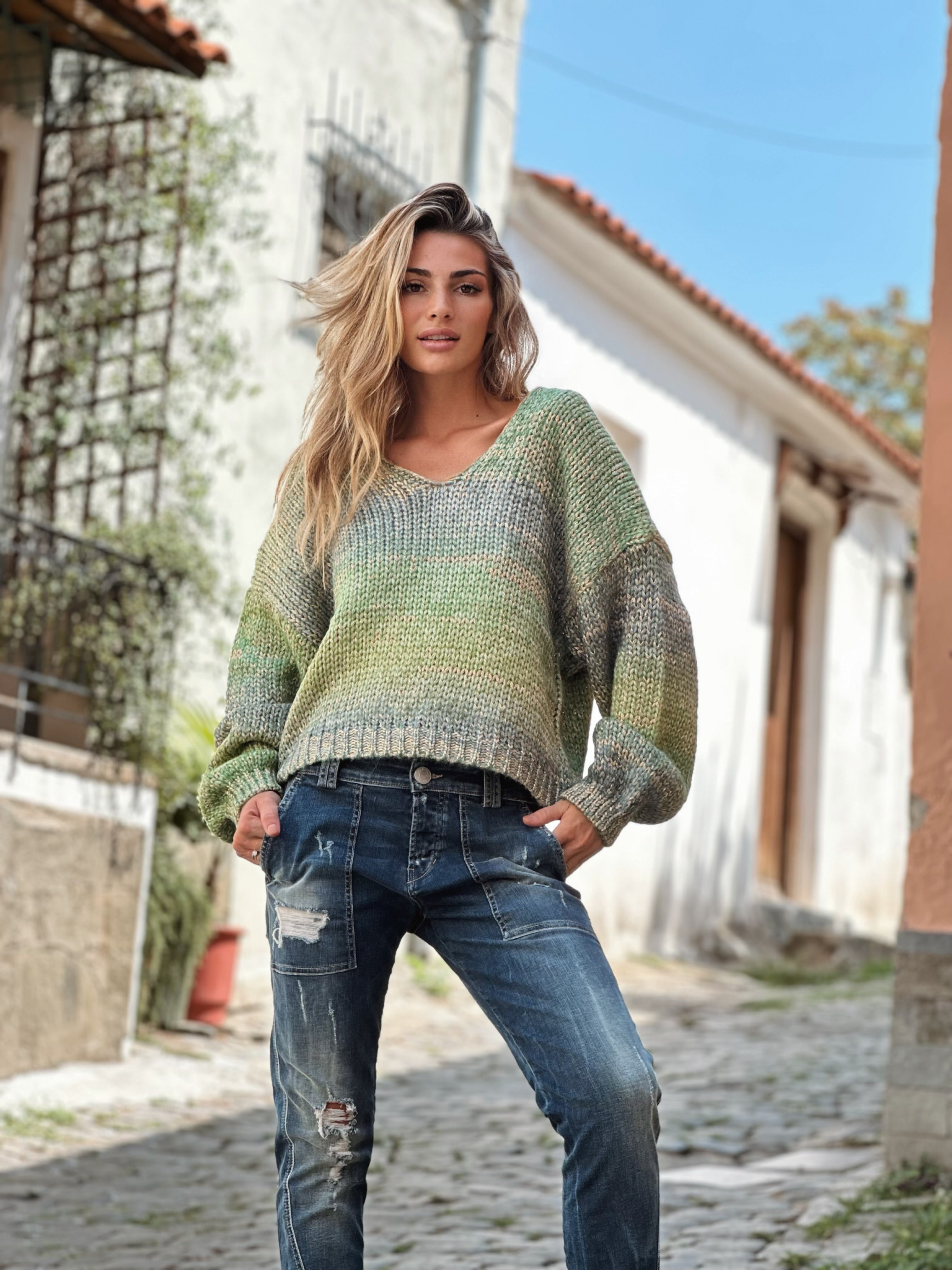 knitted ombre pullover