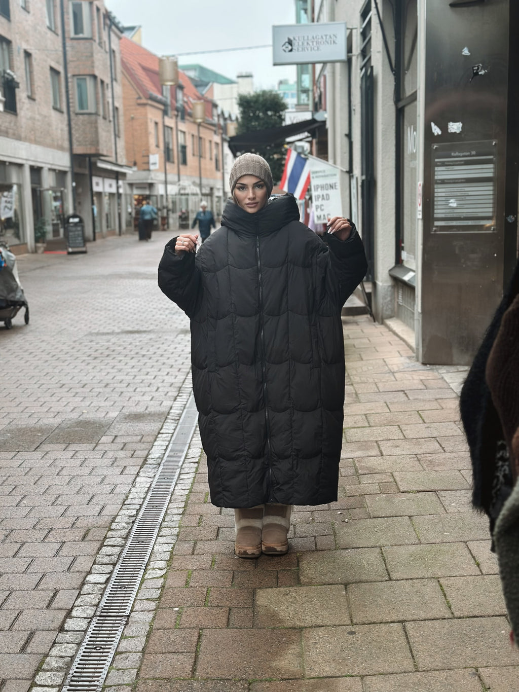 Oversized dunjacka med dragkedja