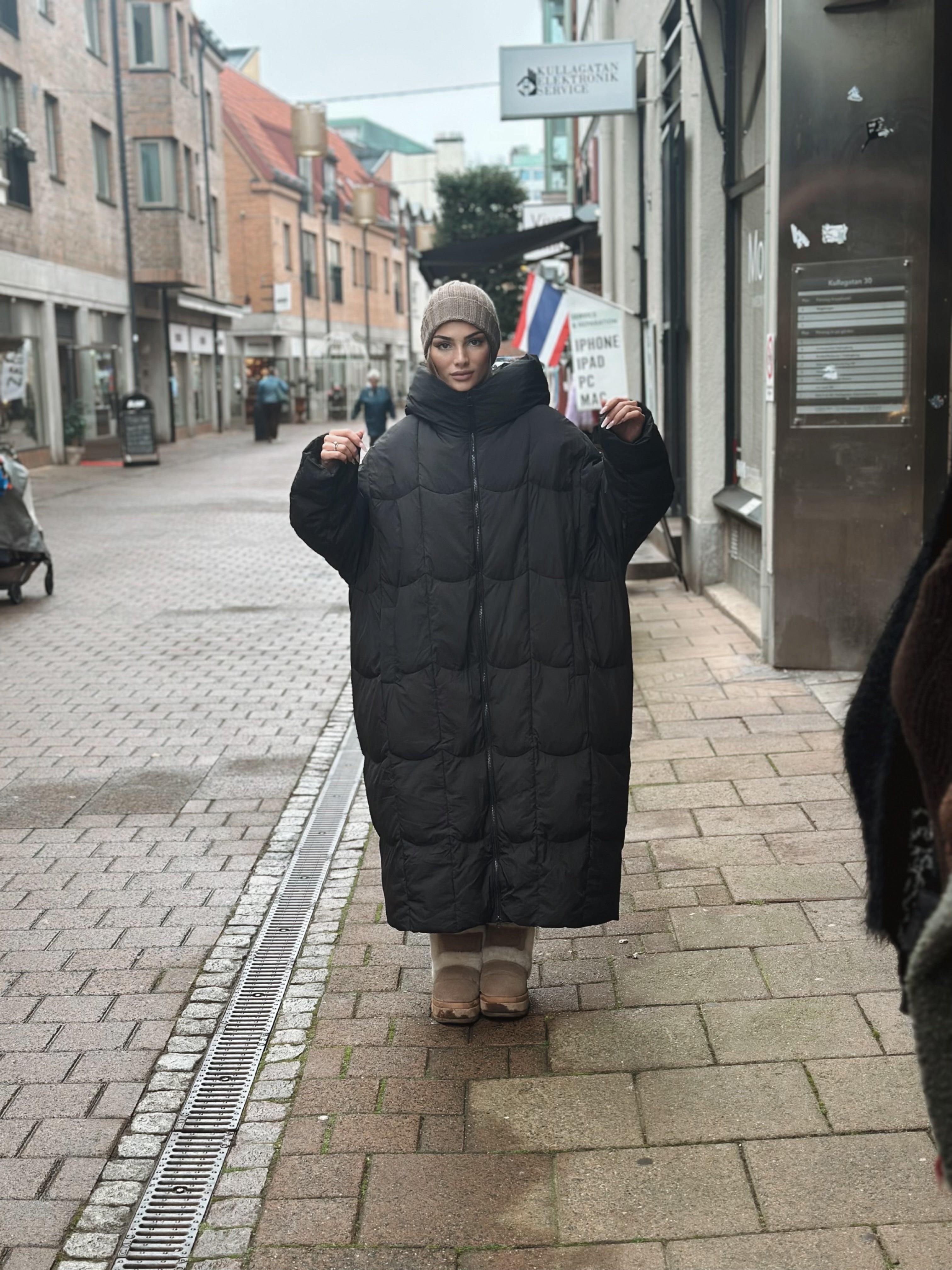Oversized dunjacka med dragkedja