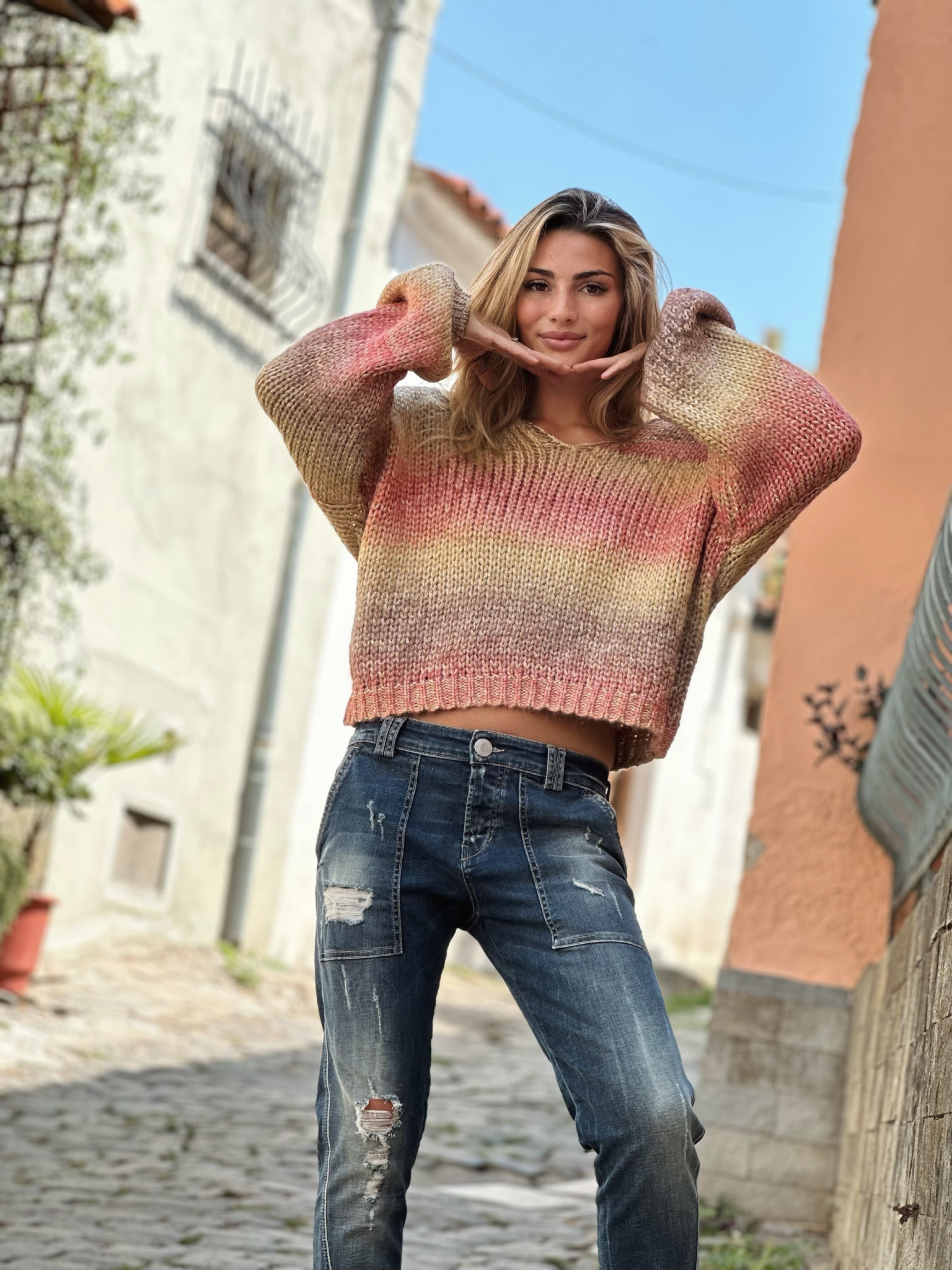 knitted ombre pullover