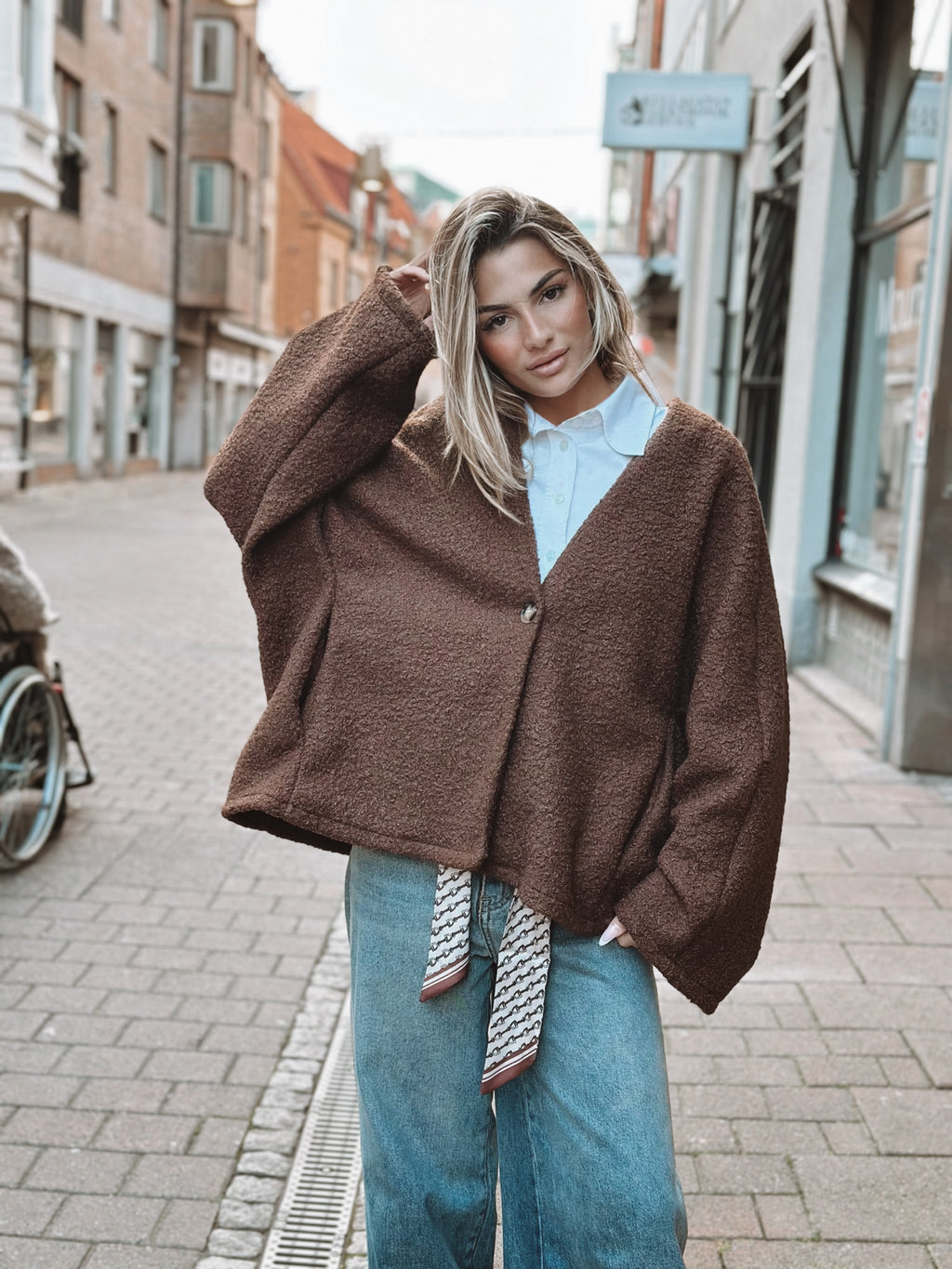 Kort oversized teddyjacka