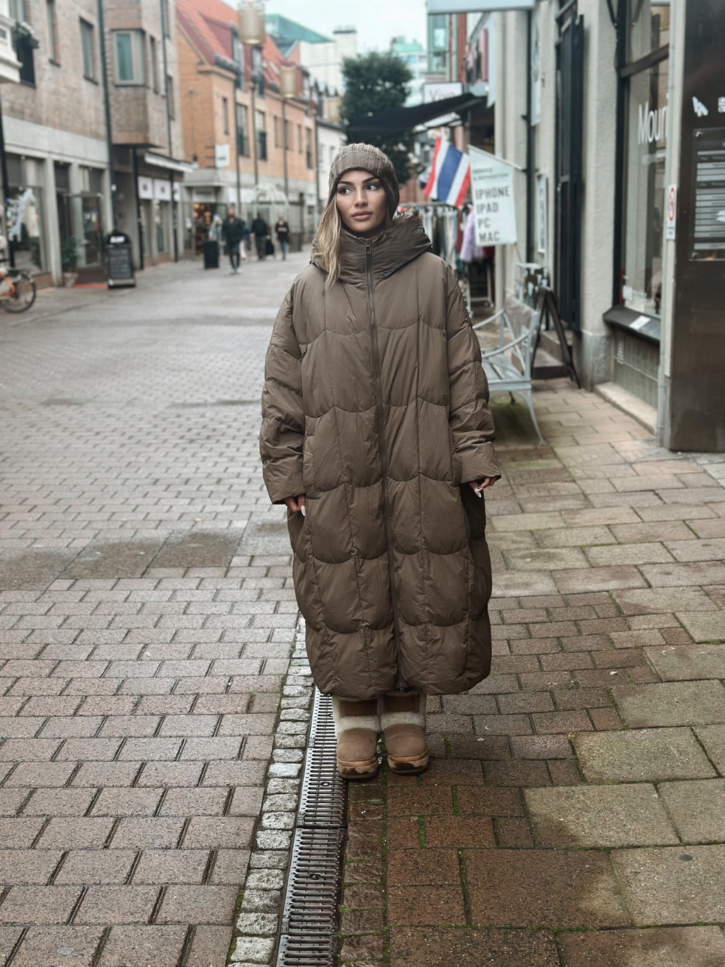 Oversized dunjacka med dragkedja