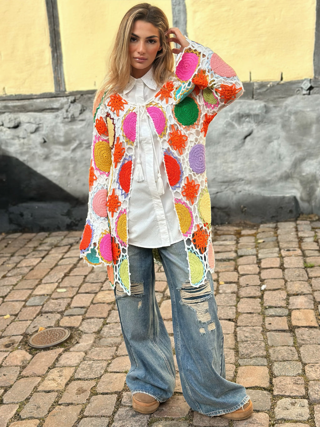 Färgglad virkad kofta – boho style