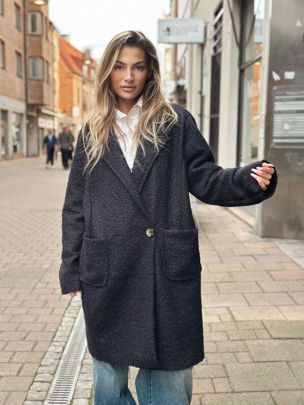 Lång oversized teddyjacka