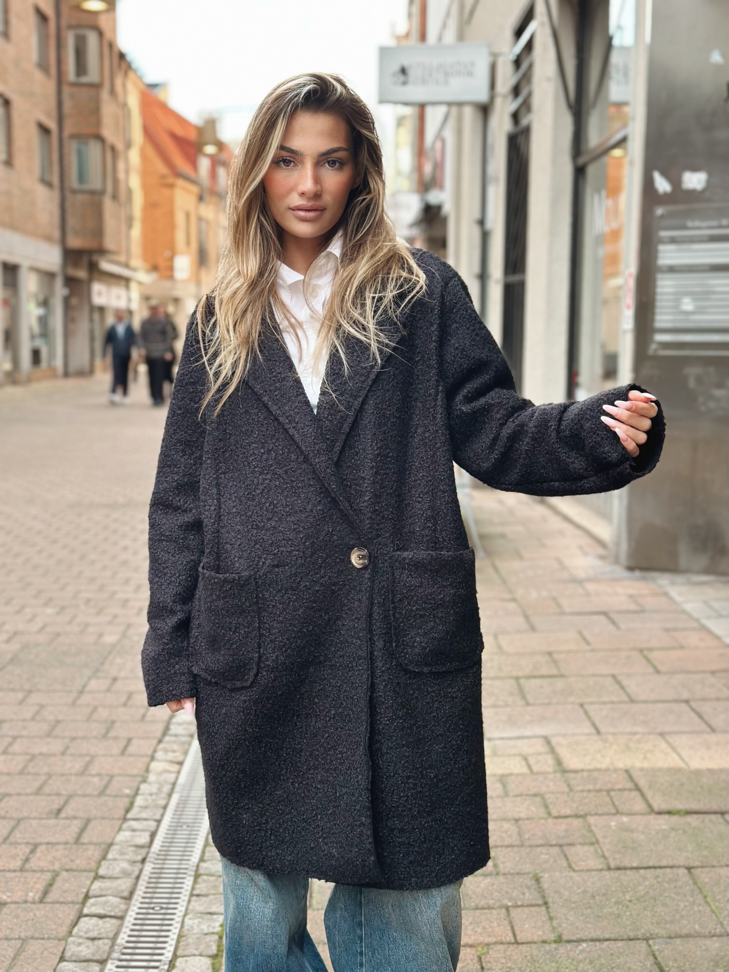 Lång oversized teddyjacka