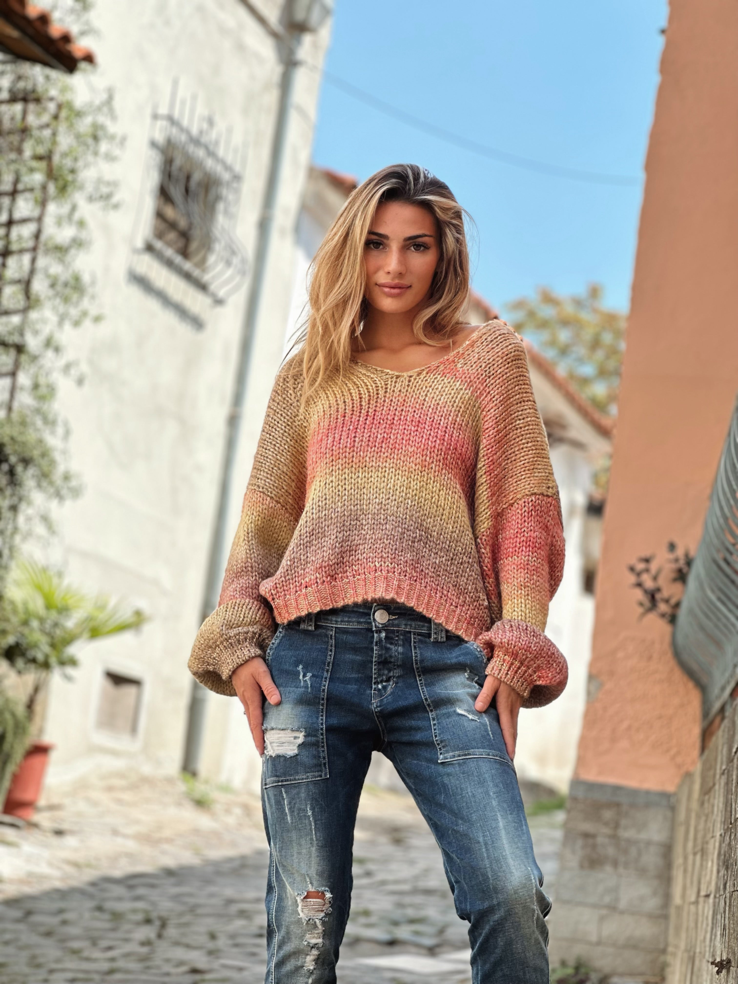 knitted ombre pullover