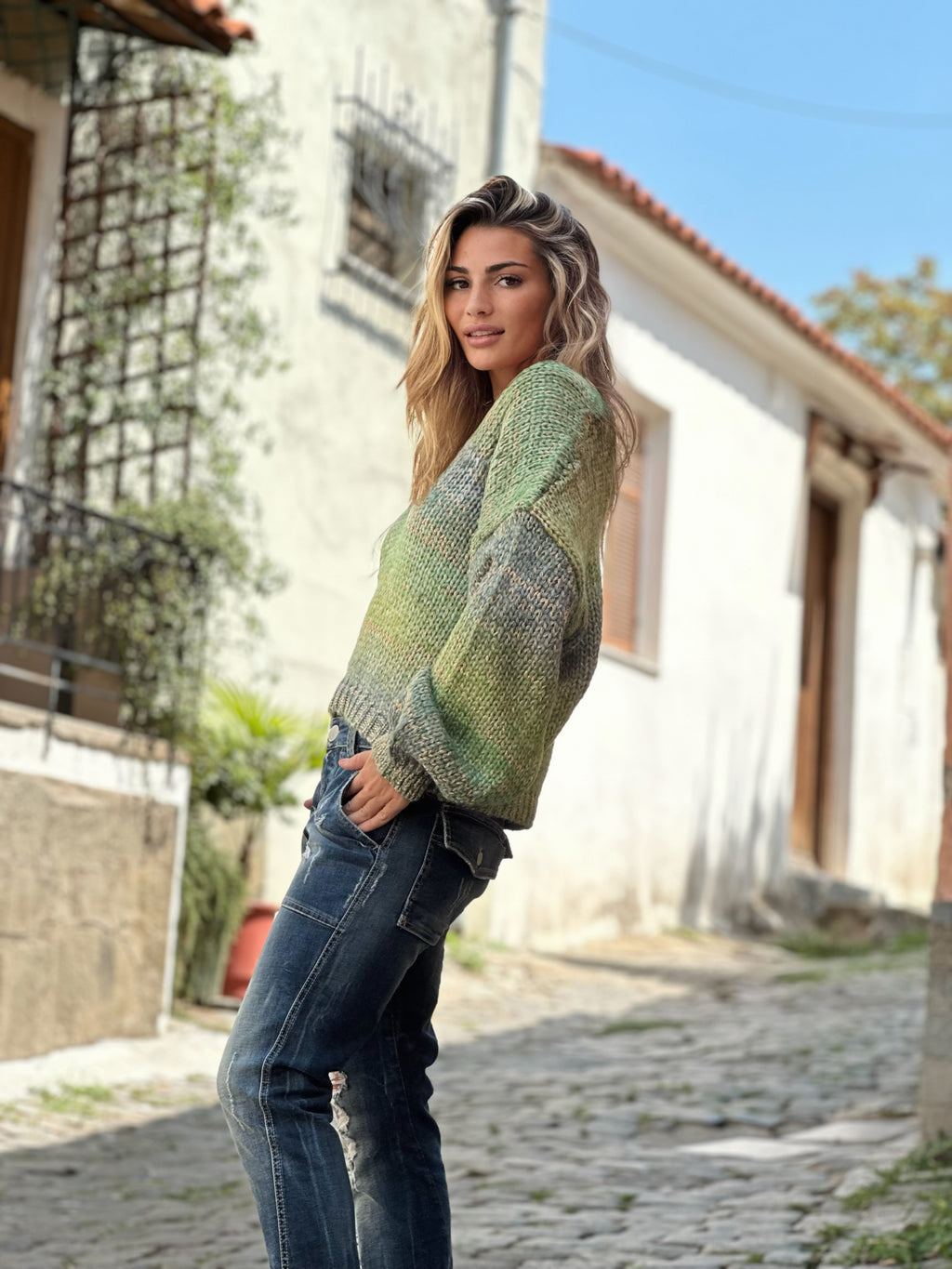 knitted ombre pullover