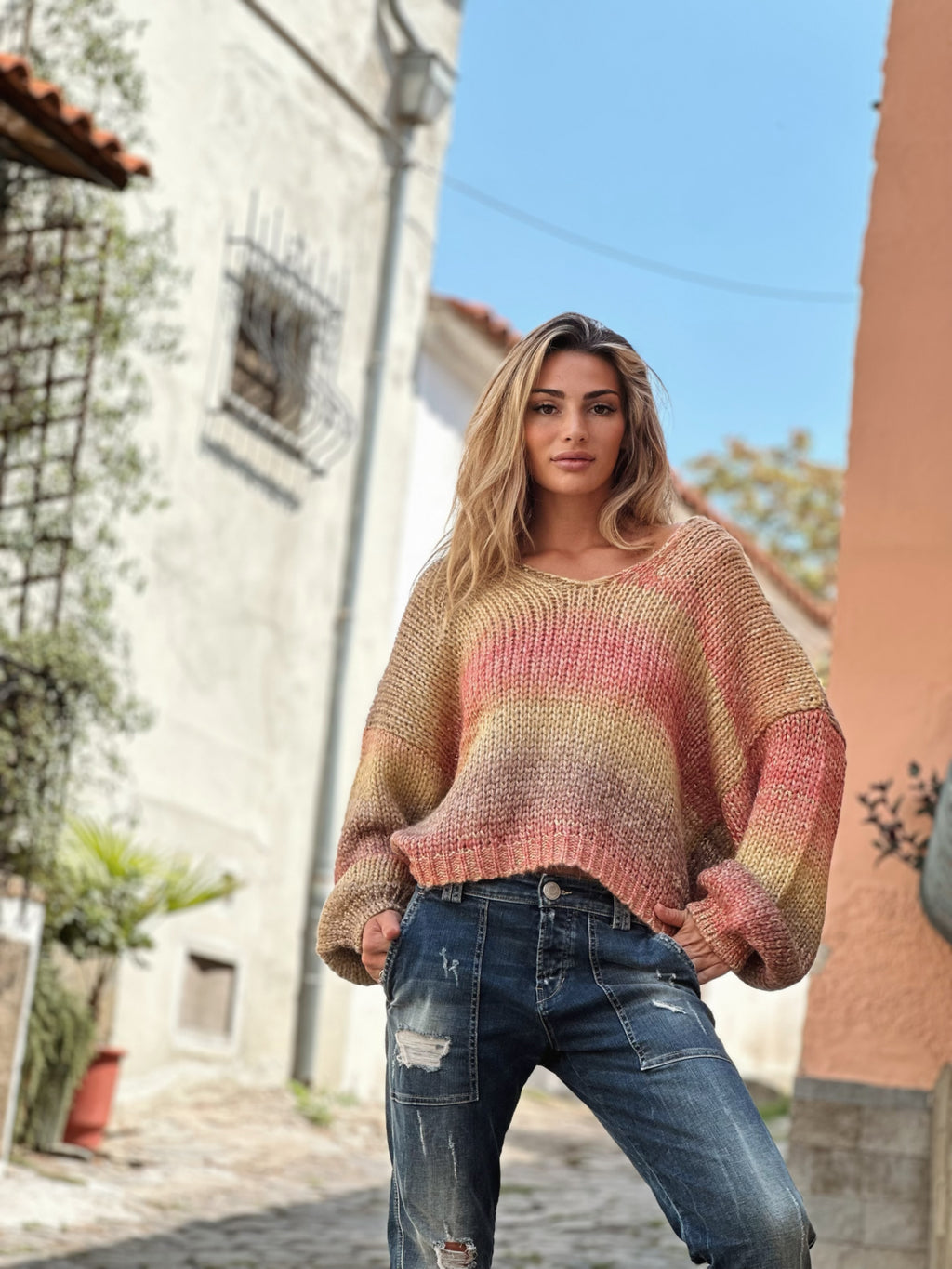knitted ombre pullover