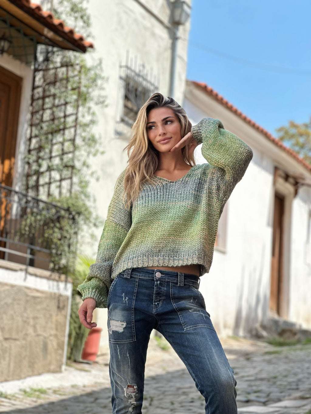 knitted ombre pullover