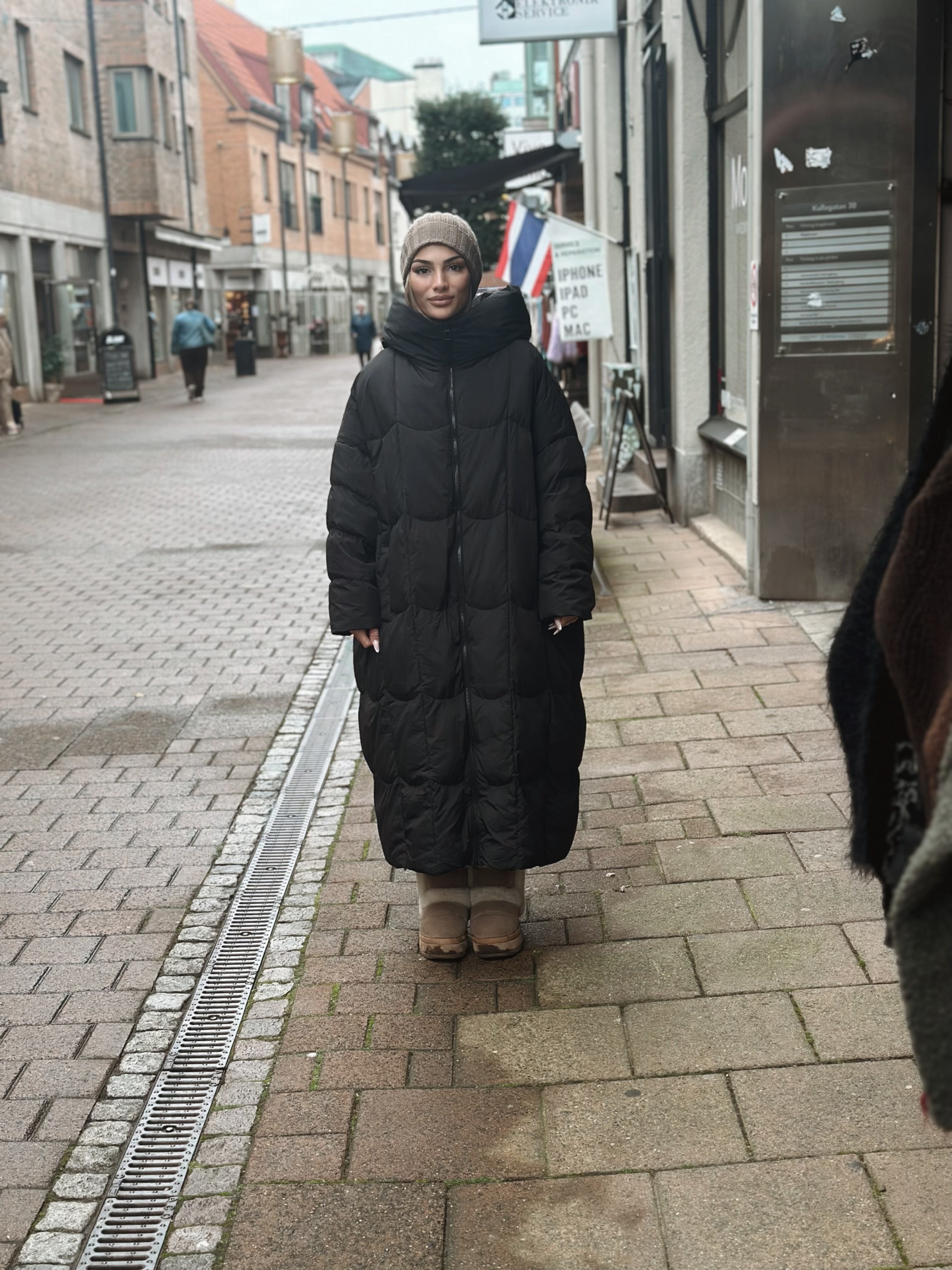 Oversized dunjacka med dragkedja