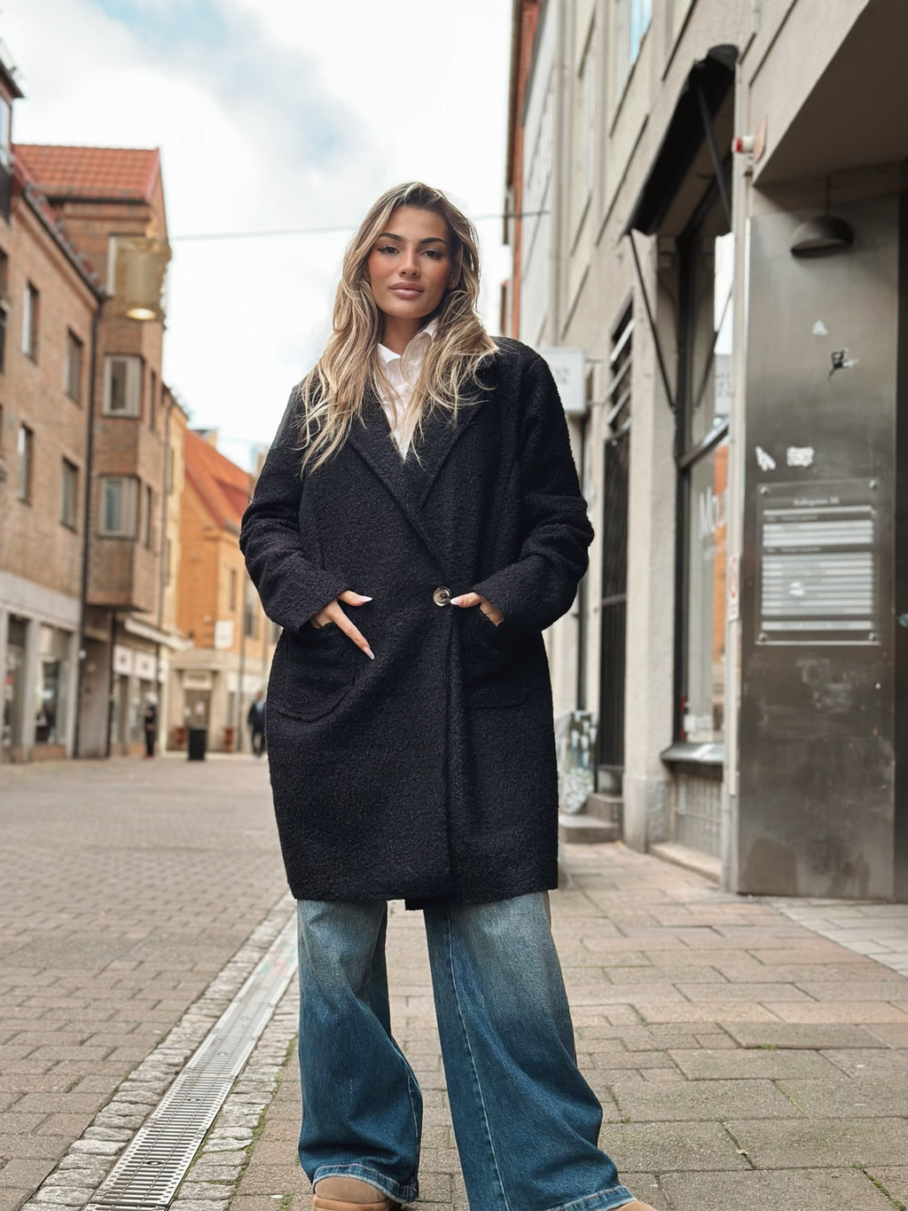 Lång oversized teddyjacka