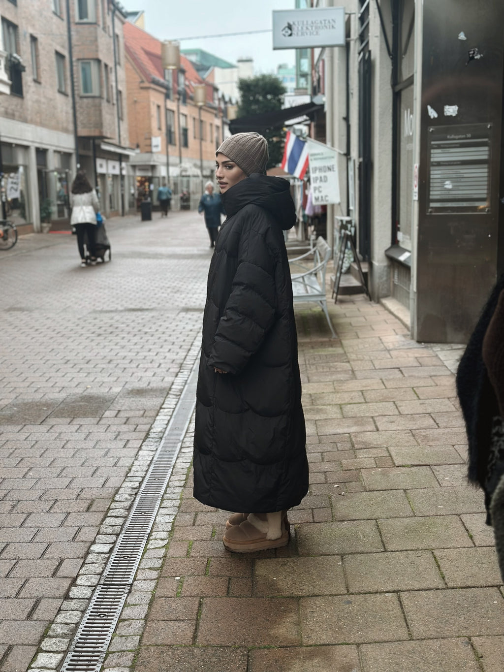 Oversized dunjacka med dragkedja